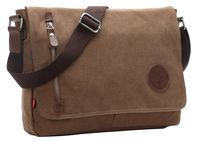 AIBAG Messenger Bag, Canvas Crossbody Bag for Women and Men (Coffee)