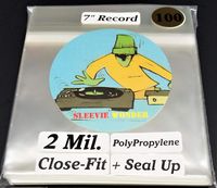 100 2mil Close Fit + Seal Up Outer Sleeves for 7" 45rpm Vinyl Records 7 3/8" 7.375 Seven Inch 45s Clear Plastic (+1 Free dj Magnet)