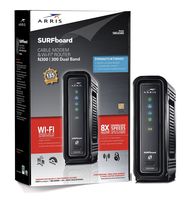 ARRIS SURFboard SBG6580 DOCSIS 3.0 Cable Modem/ Wi-Fi N300 2.4Ghz + N300 5GHz Dual Band Router - Retail Packaging Black (570763-006-00)