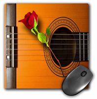 3dRose LLC 8 x 8 x 0.25 Inches Mouse Pad, Cool Guitar Art with Beautiful Long Stemmed Rose (mp_110972_1)