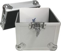 CheckOutStore (1) Aluminum Heavy Duty 7" 45 RPM Vinyl Record Album Storage Box (Silver/Holds 100 Records)