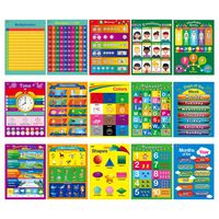 15 Educational Posters, Alphabet, Shapes, Colors, Numbers 1-100, Multiplication Table, Days of The Week, Months of The Year,Money,Emotions,Human Body,Time,Opposites,Seasons,Weather,Animals