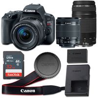 Canon EOS Rebel SL2 24.2 MP CMOS Digital SLR Camera with 3.0-Inch LCD with EF-S 18-55mm f/4-5.6 IS STM Lens and EF 75-300mm f/4-5.6 III Lens - Wi-Fi Enabled (Renewed)