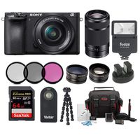 Sony Alpha a6500 Mirrorless 4K Mirrorless Camera 16-50mm & 55-210 Zoom Lens + 64GB Pro Accessory Bundle, Softw