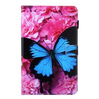 Ostop Compatible with All-New Amazon Fire HD 10 Tablet 2019/2017/2015 Case with Pencil Holder,PU Leather Wallet Slim Smart Cover [Auto Sleep/Awake] Magnetic Flip Folio Stand Case,Blue Butterfly