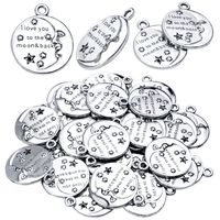 Inspirational Words Charms, 30pcs Lettering Saying Pendants (I LOVE YOU TO THE MOON&BACK) Charms Beads Jewelry Findings for DIY Necklace Bracelet
