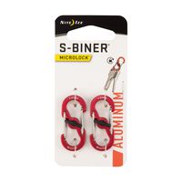 Nite Ize S-Biner MicroLock, Locking Key Holder, 2-Pack, Aluminum, Red
