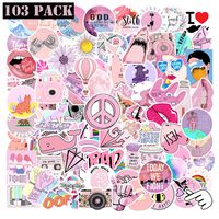 Ehope 103PCS Water Bottles Stickers Pink Stickers Lovely Waterproof Aesthetic Trendy Summer Stickers for Teens Girls Perfect for Waterbottle Laptop Phone Travel (Pink 103PCS)