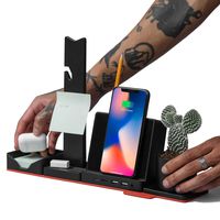 STEALTHO Office HUB Desk Organizer - Charger Station for Laptop MacBook Type-C Thunderbolt 3 Power Delivery 60W - QI Wireless Charger for Phone 10W - HDMI 4K, Micro SD Card Reader, 3 USB 3.0 (Black)