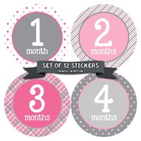 Months in Motion Baby Monthly Stickers - Baby Milestone Stickers - Newborn Girl Stickers - Month Stickers for Baby Girl - Baby Girl Stickers - Newborn Monthly Milestone Stickers (Set of 12 Stickers)