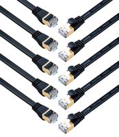 JAVEX CAT7 RJ45 [1FT, 10-Pack] [Shielded, 10GB] Snagless Network Ethernet Flat Cable, Black