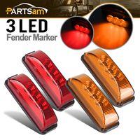 Partsam 2Amber+2Red Front Rear LED Marker Lights 3.9" Side Marker Lamp 12V for Truck Trailer, Sealed Miro-Reflex LED Trailer Marker Clearance ID Light 3LED