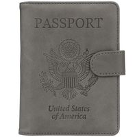 GDTK Leather Passport Holder Cover Case RFID Blocking Travel Wallet (Slate Gray)