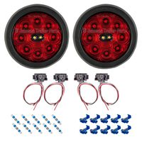 LED Tail Light Kit - 4" Round Hi Visibility Stop-Turn-Tail Lights w/ Reverse Lights | For Trucks Trailers RVs | Includes Wiring Connectors (Grommet Mount)