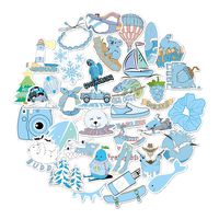 Vsco Stickers for Water Bottles 35pcs Waterproof Stickers Cool Cute Trendy Stickers for Girls Teens Suitable for Hydro Flask Laptop Guitar Luggage Photo Bike (Vsco-35pcs-blue)