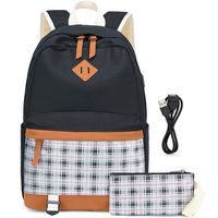 Girls Canvas Backpack with Coin Purse 2 in 1 College School Backpack for Teens Casual Daypack for Women with USB Port