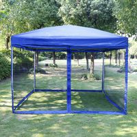 VIVOHOME 210D Oxford Outdoor Easy Pop Up Canopy Screen Party Tent with Mesh Side Walls Blue 8 x 8 ft