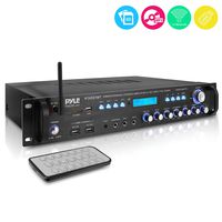 Pyle 2x120 Watt Home Audio Speaker Power Amplifier - Portable Dual Channel Surround Sound Stereo Receiver - For Amplified Subwoofer Speakers, DVD, MP3, iPhone, Computer, Theater via 3.5mm RCA - PCA4