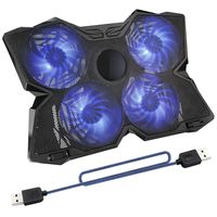Laptop Cooling Pad for 15.6-17-Inch MacBook Pro, USB Powered Silent Gaming Laptop Notebook Cooler Cooling Pad Stand with 4 Fans and Blue LED Lights