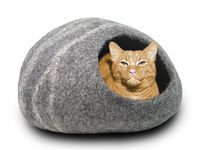 MEOWFIA Premium Felt Cat Cave Bed (Large) - Eco-Friendly 100% Merino Wool Cat Bed - Handmade - Soft and Comfy Beds for Large Cats and Kittens(Large, Dark Grey)