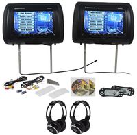 Rockville RVD951-BK 9 Black Dual DVD/HDMI Car Headrest Monitors+2 Headphones