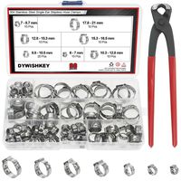 DYWISHKEY 304 Stainless Steel Single Ear Stepless Hose Clamps with Pincers Kit (90 PCS)