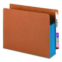Smead End Tab File Pocket, Reinforced Straight-Cut Tab, 3-1/2" Expansion, Extra Wide Letter Size, Redrope with Blue Gusset, 10 per Box (73679)