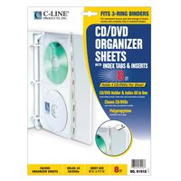 C-Line Deluxe CD Ring Binder Storage Pages with Index Tabs, Stores 4 CDs per Page, 8 Pages per Pack (61918)