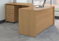 Bush Business Furniture Series C Left Handed L Shaped Desk with Mobile File Cabinet in Light Oak