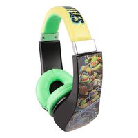Teenage Mutant Ninja Turtles 30365 Kid Safe Over the Ear Headphone with Volume Limiter, Full Range Stereo Sound, Cushioned ear pieces deliver crisp, rich sound, Black/ Yellow/ Green