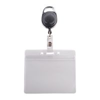 ADVANTUS Horizontal Badge Holder/Carabiner-Style ID Card Reel Combo Pack, 3.75" x 2.58" Size, 10/Pack (91130)