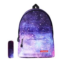 Galaxy School Backpack SKL School Bag Bookbag Travel Laptop Backpack Casual Daypack for Girls Women Students(Galaxy Purple with Pencil Bag)