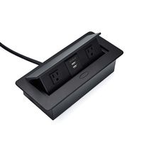 Kungfuking Pop Up Power Cover Box Desktop Socket with Dual USB Charging Ports, Stainless Steel Receptacle Outlet for Conference Room Countertop (Black)