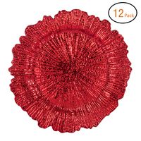 Fantastic:) Round 13 Inch Plastic Charger Plates with Eletroplating Finish (12, Reef Red)