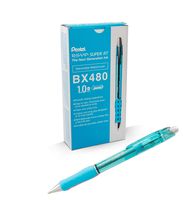 Pentel RSVP Super RT Ballpoint Pen, (1.0mm) Medium Line, Sky Blue Ink, Box of 12 (BX480-S)