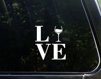 Sweet Tea Decals Love Wine - 4 1/2" x 4 3/4"- Vinyl Die Cut Decal for Windows, Trucks, Cars, Laptops, Glasses. Mugs, Etc.