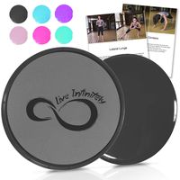 Live Infinitely Core Sliders - Dual Sided Fitness Sliders for Hardwood Or Carpeted Surfaces - Ideal for Ab & Core Workouts - Includes eBook of Exercises & Workouts (Black & Grey)