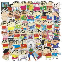 Crayon Shin-chan Anime Laptop Stickers 50pcs Pack, Cute Cartoon Vinyl Computer Waterproof Water Bottles Skateboard Luggage Decal Graffiti Patches Decal