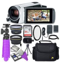 Canon VIXIA HF R800 (White) Camcorder with Sandisk 64 GB SD Memory Card + 2.2X Telephoto Lens + 0.42x Wideangle Lens + Accessory Bundle
