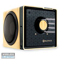 GOgroove BlueSYNC BX Portable Wireless Bluetooth Speaker - Rechargeable Compact Speaker with NFC, AUX and USB Inputs, Mic, Playback Controls for Flash Media, 4-6 Hour Battery (Wireless, Wood Brown)