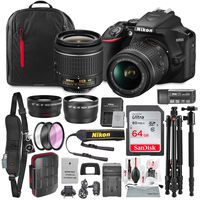 Nikon D3500 DSLR Camera with AF-P DX NIKKOR 18-55mm f/3.5-5.6G VR Lens + 64GB Card, Tripod/Monopod, Battery, and Platinum Bundle