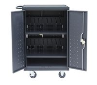 Pearington 18 Device Mobile Charging and Storage Cart for iPads, Chromebooks and Laptop Computers, Up To 17-Inch Screen Size, Surge Protection, Front & Back Access Locking Cabinet