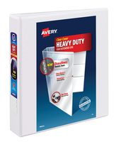 Avery Heavy-Duty View 3 Ring Binder,1-1/2" One Touch Slant Rings, Holds 8.5" x 11" Paper,12 White Binder (79795)