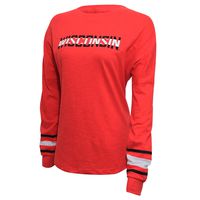 NCAA Wisconsin Badgers Women's Campus Specialties Long Sleeve Fan Tee, Medium, Red