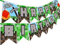POP parties Pixel Party Happy Birthday Banner - Made in The USA - Blast