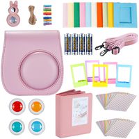Neewer 9-in-1 Accessories Set for Fujifilm Instax Mini 8 8s 8+ 9, Includes 4-Pack AA Batteries Album, Selfie Lens, Colored Filters, Wall Hang Frames, Film Frames, Border Stickers, Camera Case (Pink)