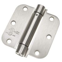 Cauldham (2 Pack) Heavy-Duty 3-1/2" Self-Closing Spring Door Hinge with 5/8" Radius Corners, UL Listed - Satin Nickel