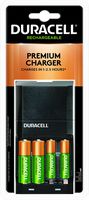 Duracell - Ion Speed 4000 Battery Charger with 2 AA and 2 AAA Batteries - charger for Double A and Triple A batteries
