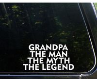Sweet Tea Decals Grandpa The Man The Myth The Legend - 7 1/2" x 3 3/4" - Vinyl Die Cut Decal/Bumper Sticker for Windows, Trucks, Cars, Laptops, Macbooks, Etc.