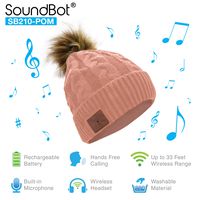 SoundBot¨ SB210 HD Stereo Bluetooth 4.1 Wireless Smart Beanie Headset Musical Knit Headphone Speaker Hat Speakerphone Cap,Built-in Mic (POM/Indie Pink)